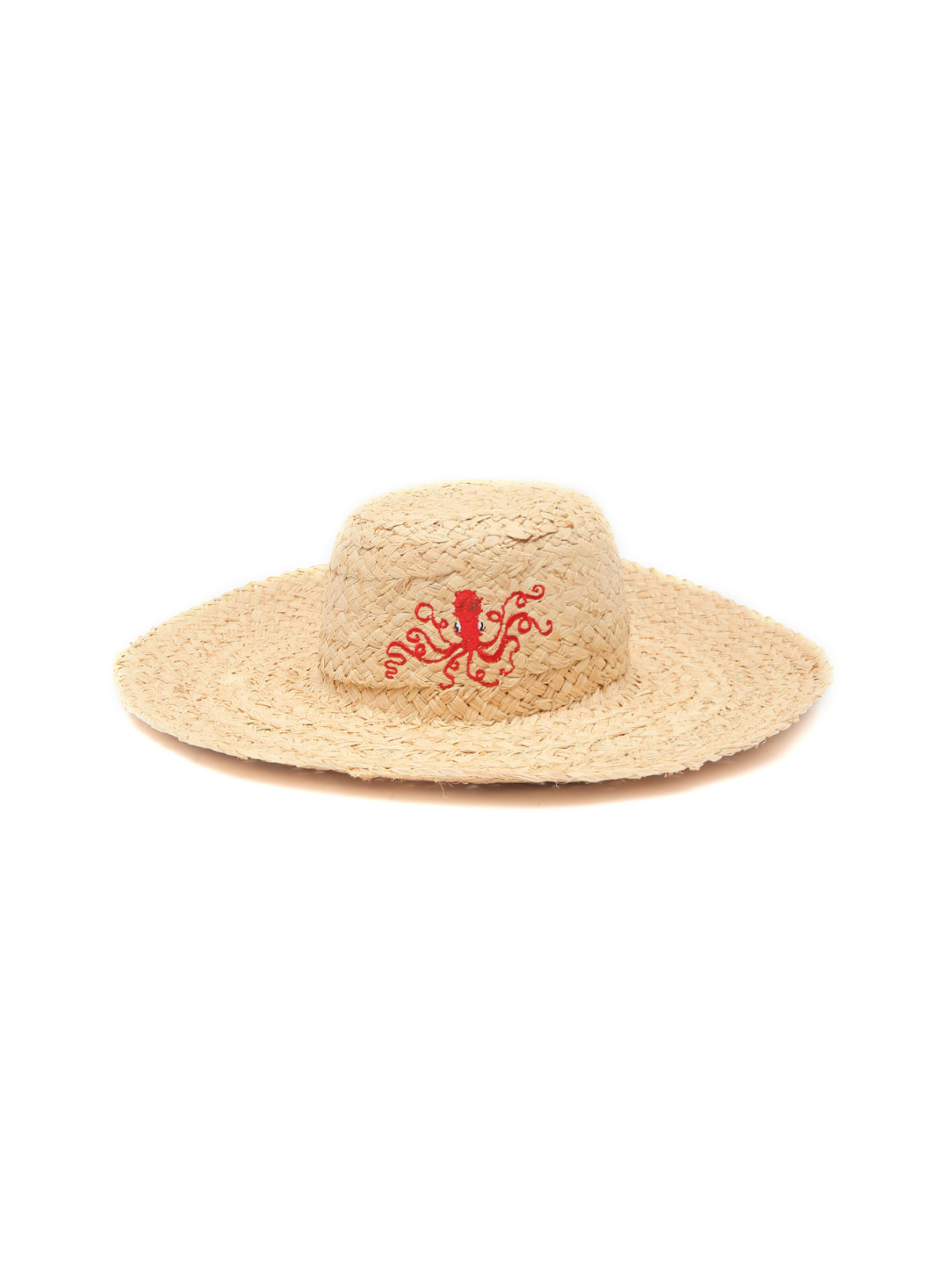 Шляпа из соломы с вышивкой Paul Smith  –  Общий вид  – Цвет:  Бежевый