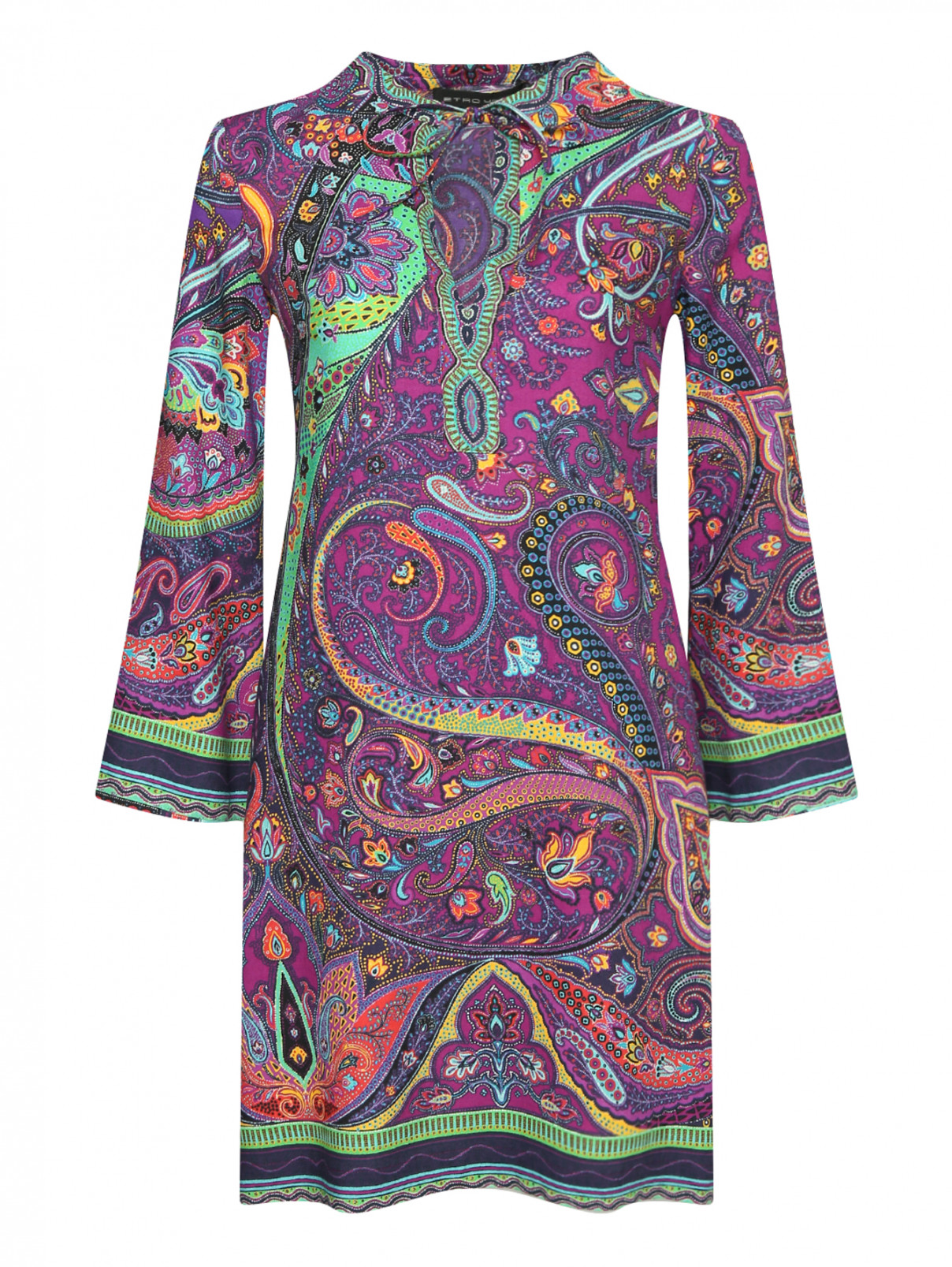 Платье из шерсти и шелка с узором "пейсли" Etro  –  Общий вид  – Цвет:  Фиолетовый