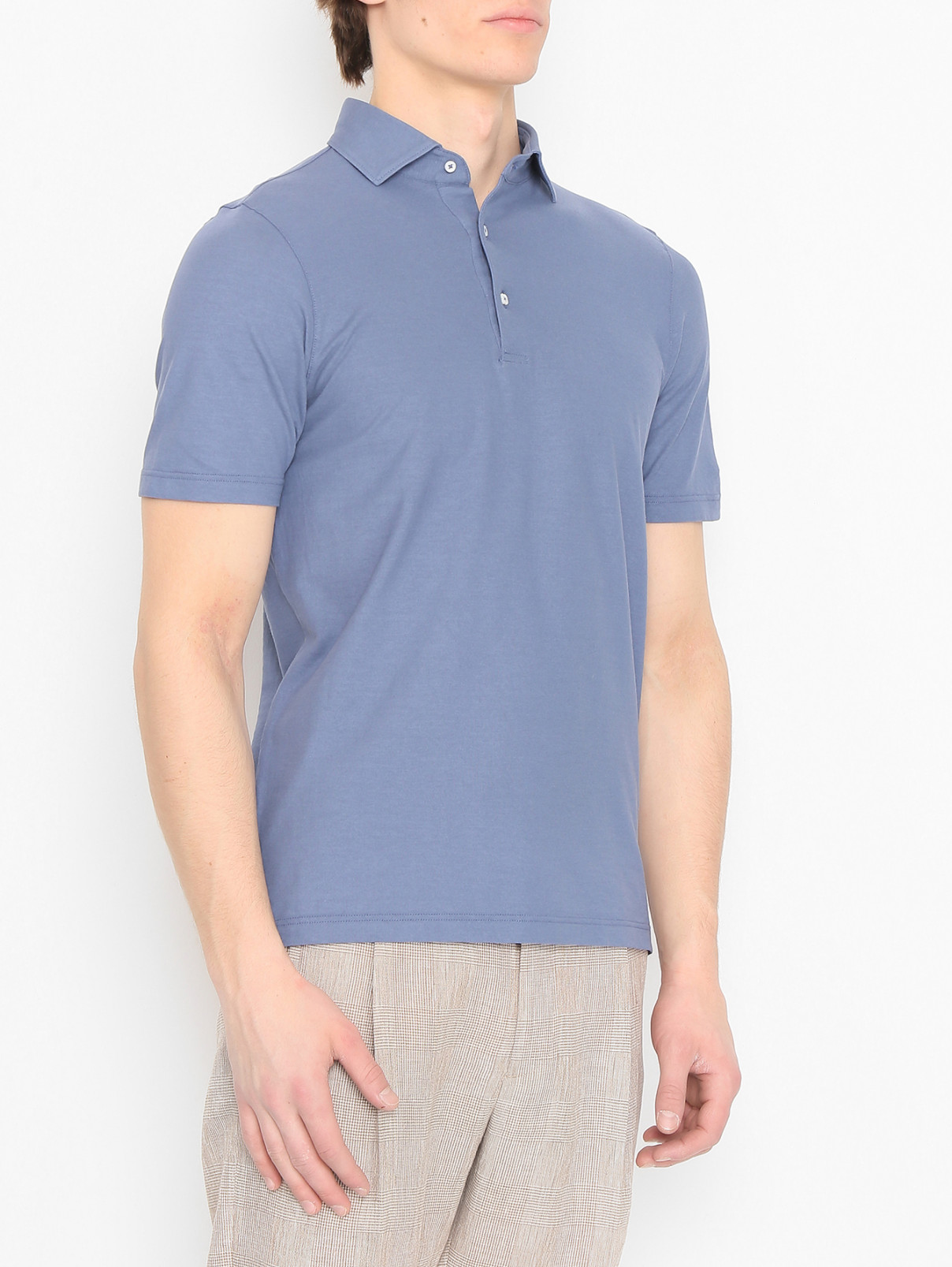 Поло из хлопка LARDINI  –  МодельВерхНиз  – Цвет:  Синий