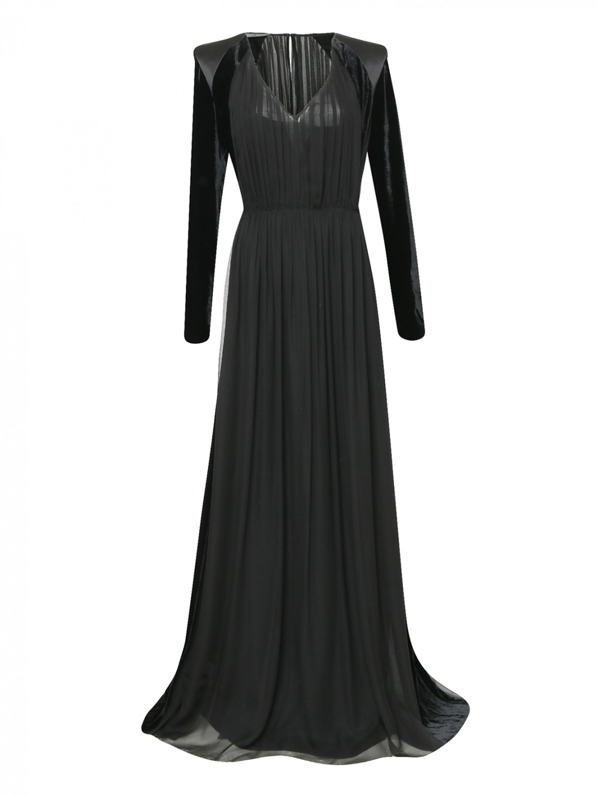 Платье-макси из шелка Alberta Ferretti  –  Общий вид  – Цвет:  Черный