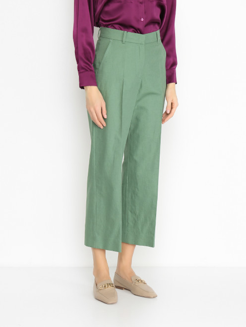 Брюки из смешанного хлопка со стрелками Weekend Max Mara - МодельВерхНиз