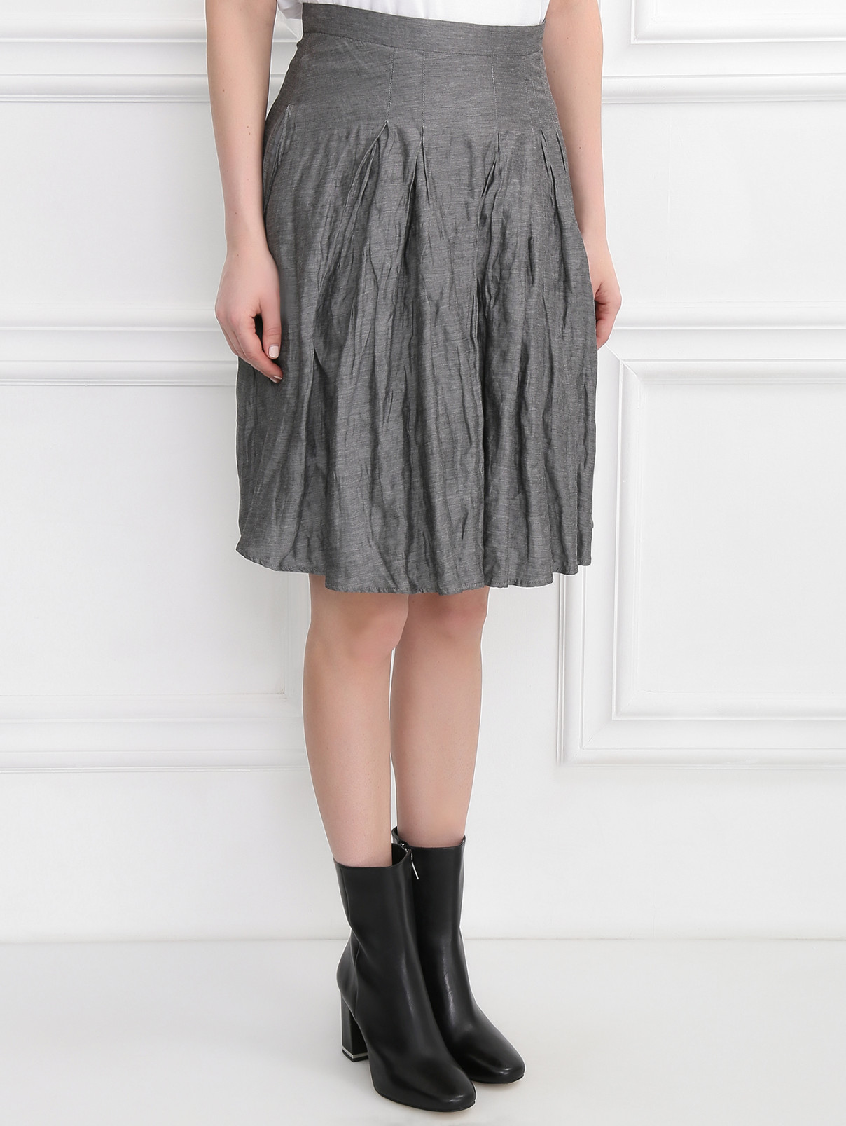Юбка-трапеция с боковыми карманами S Max Mara  –  Модель Верх-Низ  – Цвет:  Серый