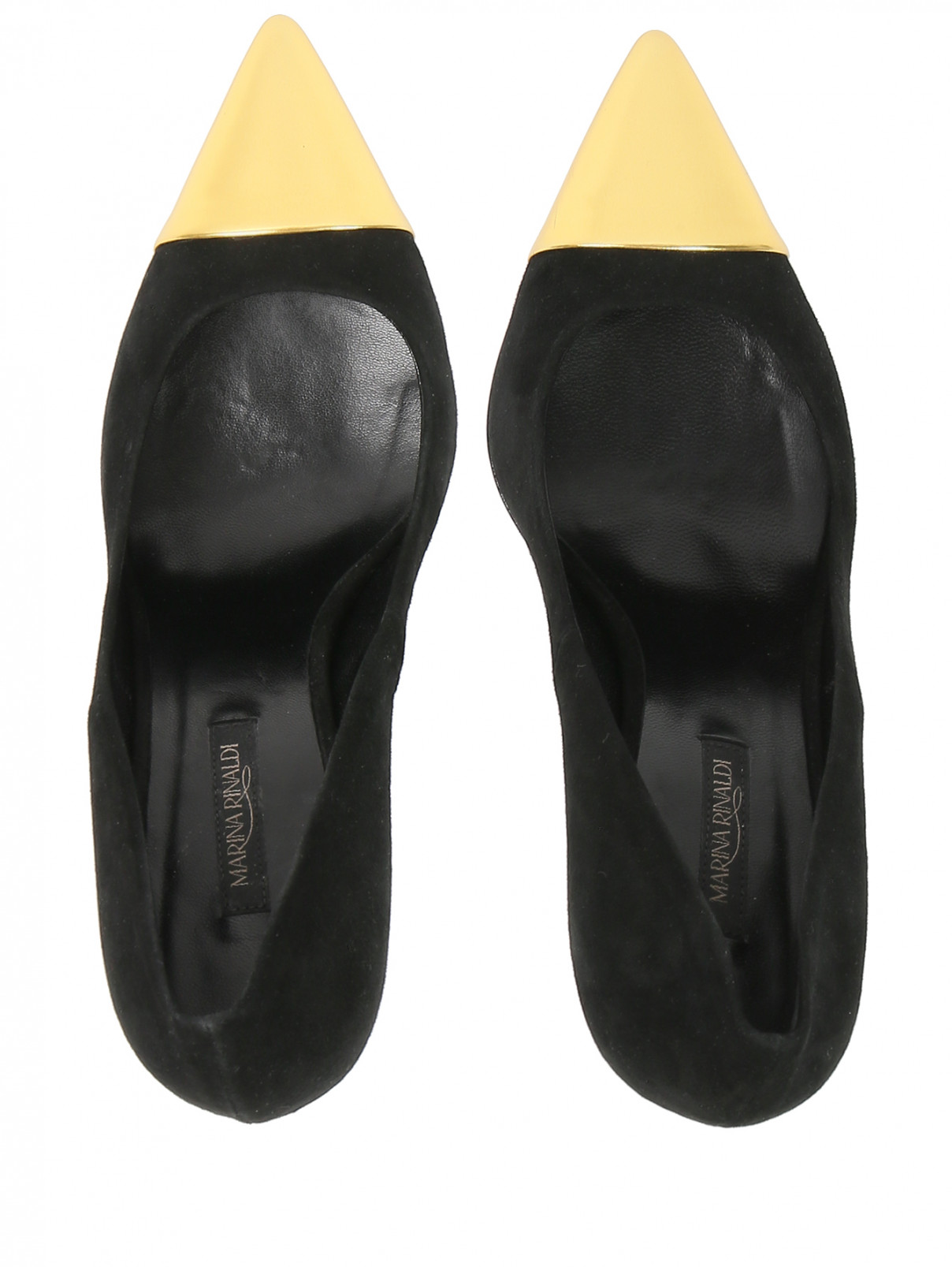 Туфли из замши с контрастными носами Marina Rinaldi  –  Обтравка4  – Цвет:  Черный