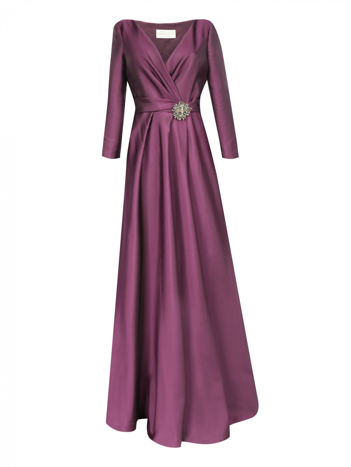 Платье-макси и декоративной отделкой Alberta Ferretti  –  Общий вид  – Цвет:  Фиолетовый