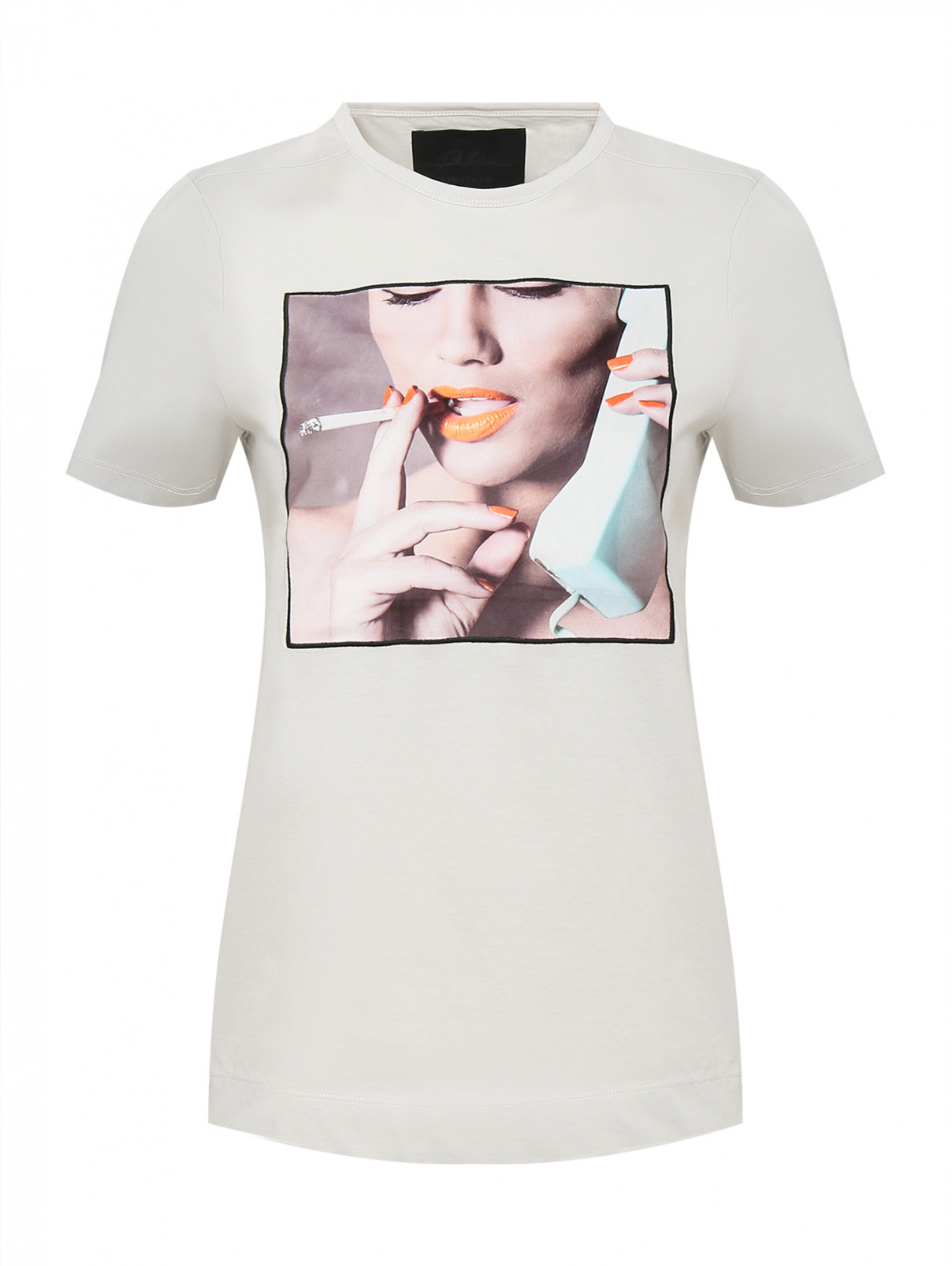 Трикотажная футболка с аппликацией Limitato  –  Общий вид  – Цвет:  Серый
