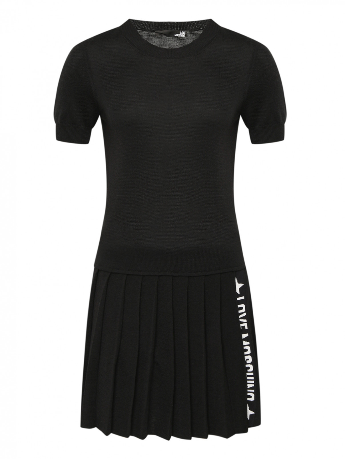Трикотажное платье с коротким рукавом Love Moschino  –  Общий вид  – Цвет:  Черный