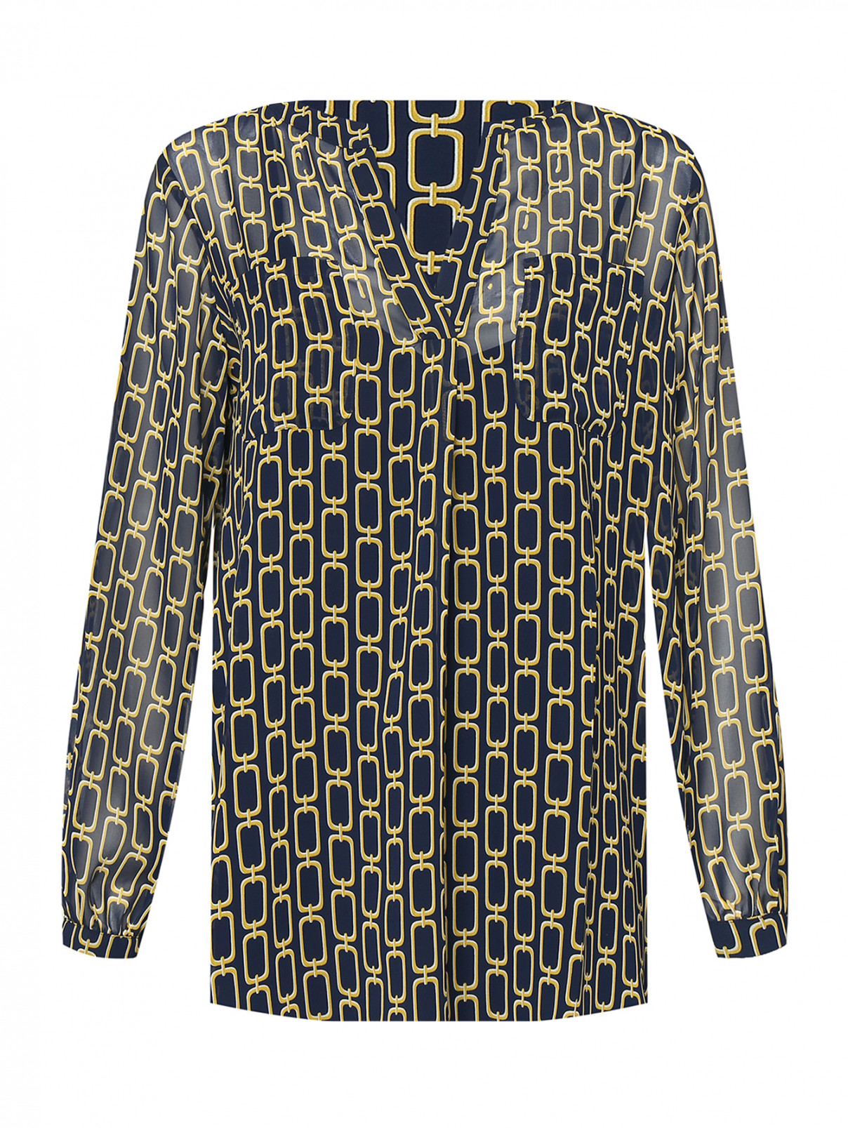 Блуза с узором Marina Rinaldi  –  Общий вид  – Цвет:  Черный
