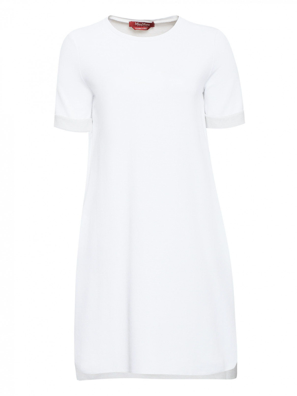 Платье из плотного трикотажа асимметричного кроя Max Mara  –  Общий вид  – Цвет:  Белый