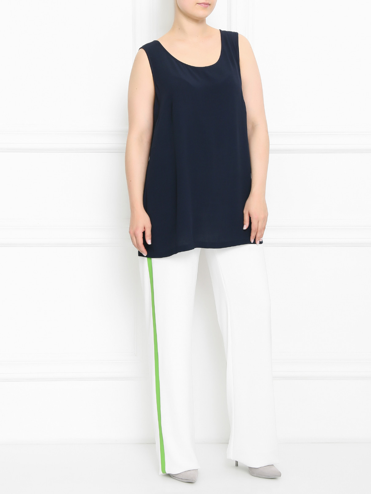 Брюки прямого кроя с лампасами Marina Rinaldi  –  Модель Общий вид  – Цвет:  Белый