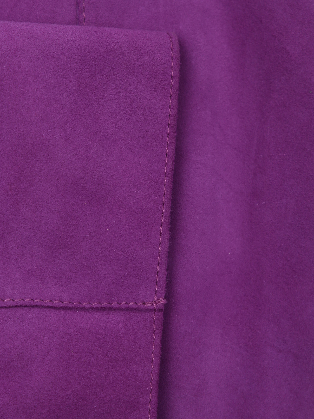 Куртка из замши с карманами Marina Rinaldi  –  Деталь1  – Цвет:  Фиолетовый