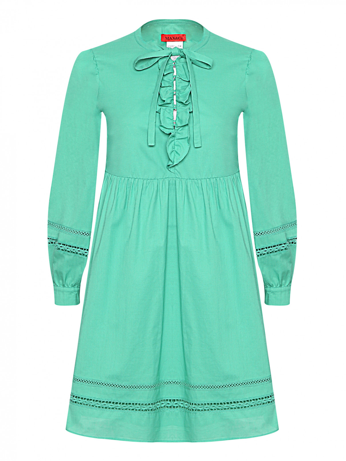 Платье-мини из хлопка свободного кроя Max&Co  –  Общий вид  – Цвет:  Зеленый