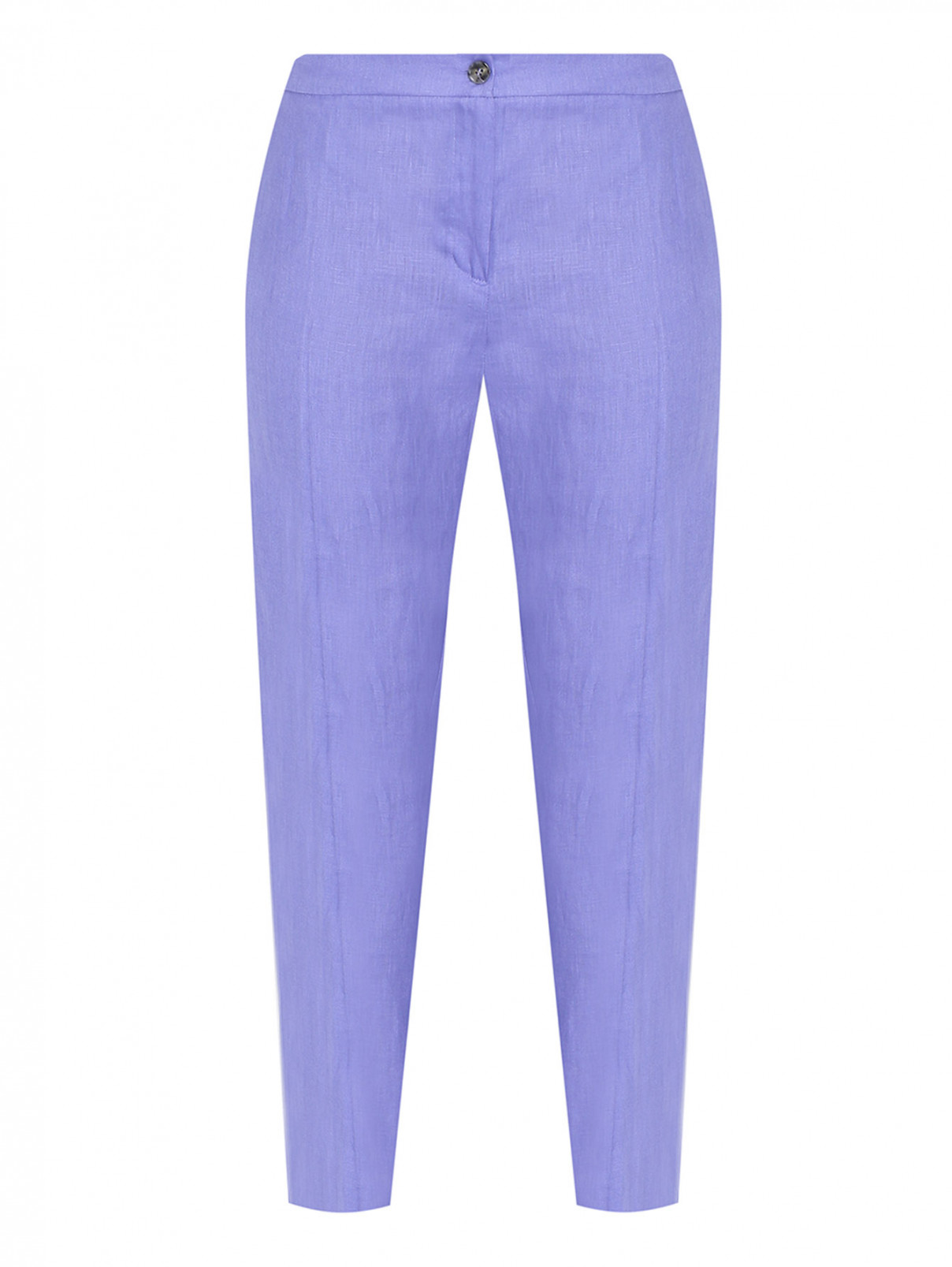 Однотонные брюки из льна Persona by Marina Rinaldi  –  Общий вид  – Цвет:  Фиолетовый
