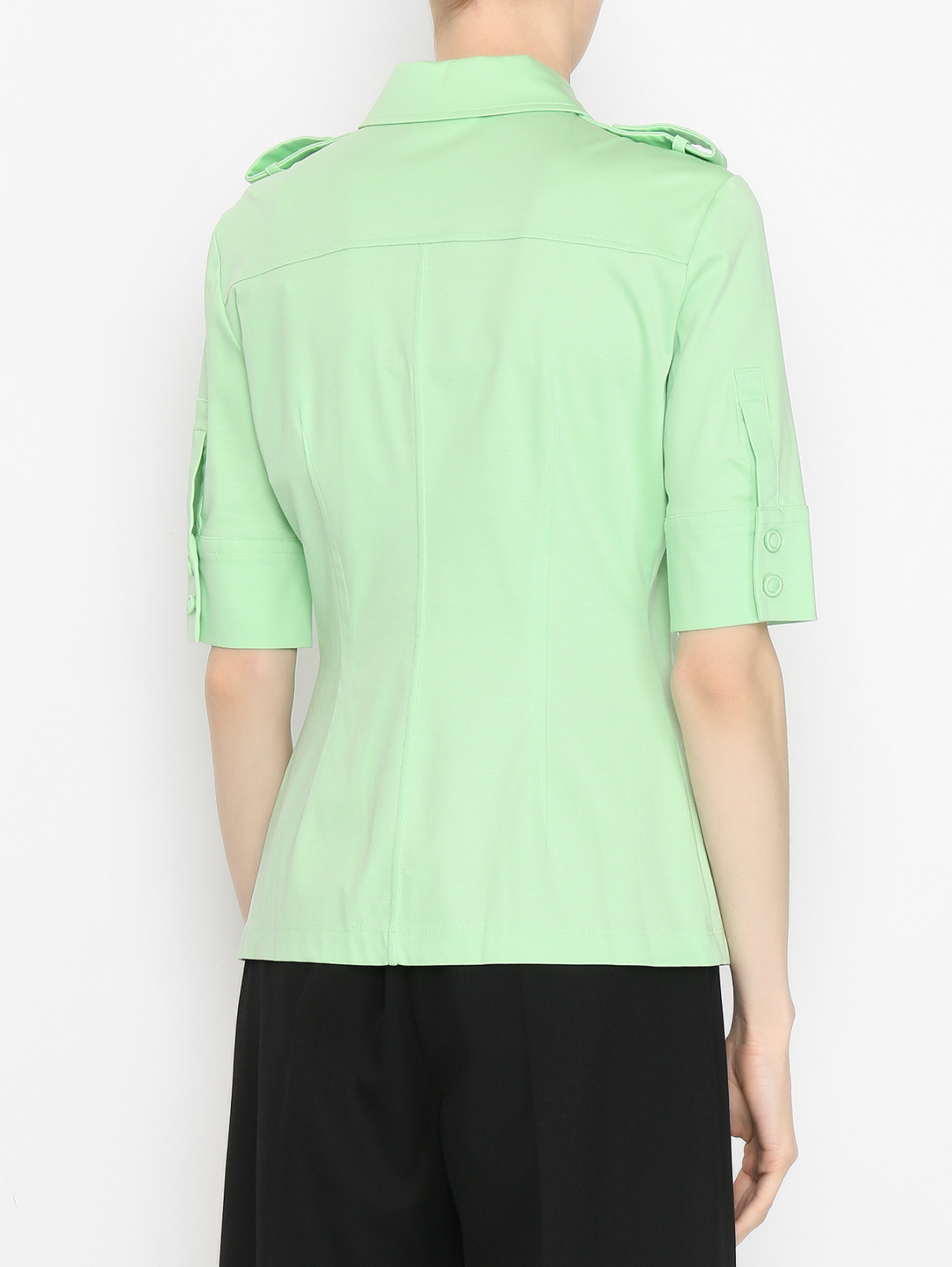 Рубашка с коротким рукавом на пуговицах Sportmax  –  МодельВерхНиз1  – Цвет:  Зеленый