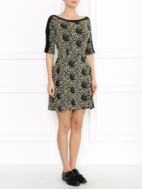 Платье из фактурной ткани с узором  GIG Couture - Модель Общий вид