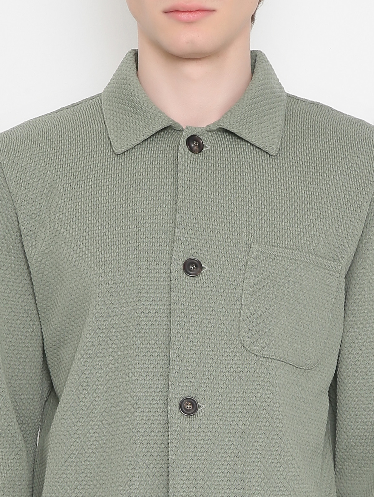 Пиджак из фактурного хлопка с накладными карманами LARDINI  –  МодельОбщийВид1  – Цвет:  Зеленый