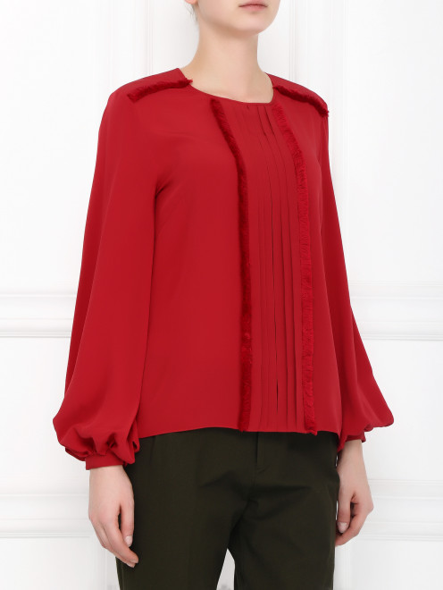 Блуза из шелка с драпировкой на груди - Модель Верх-Низ