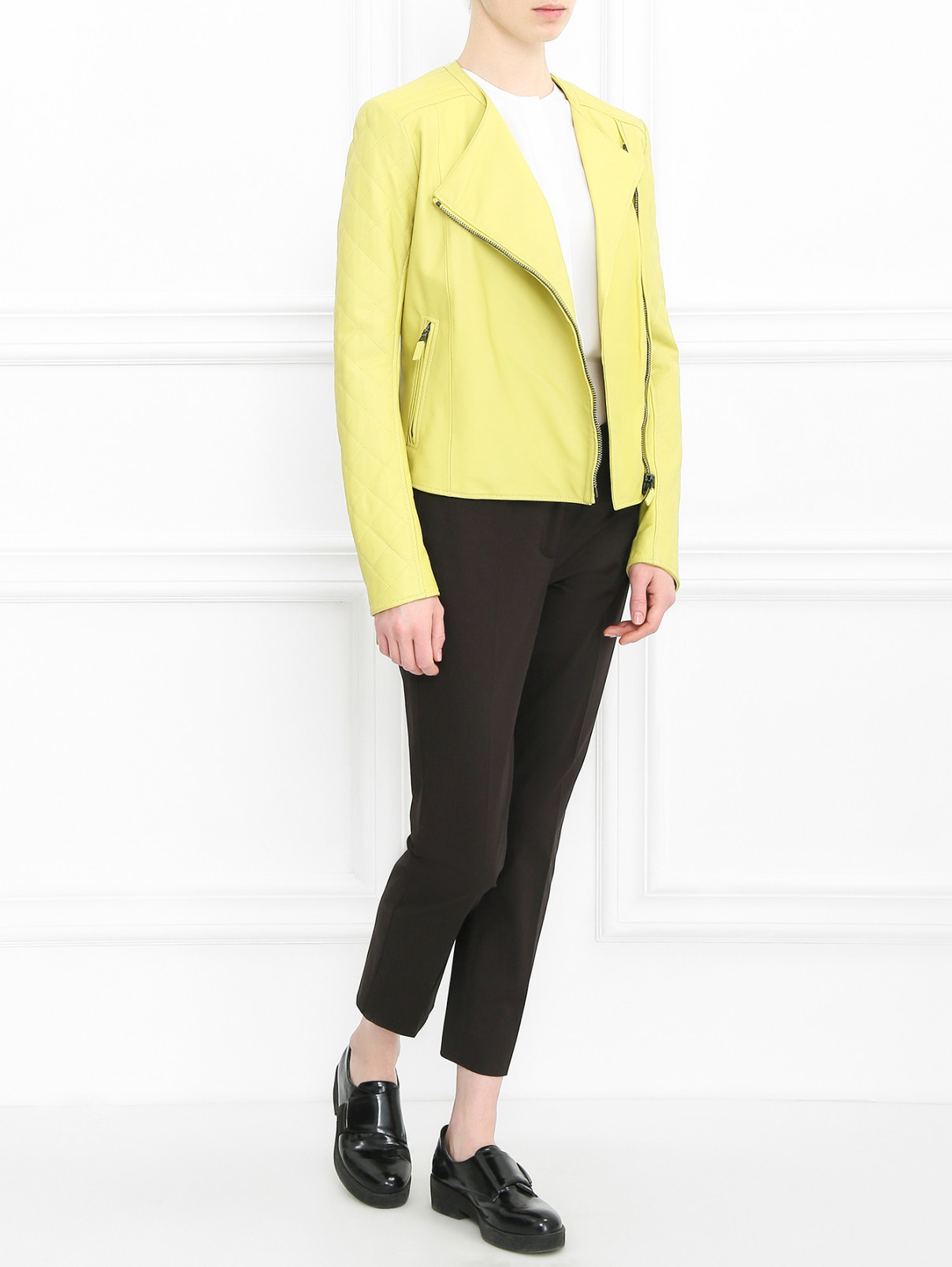 Куртка-косуха из кожи Etro  –  Модель Общий вид  – Цвет:  Желтый