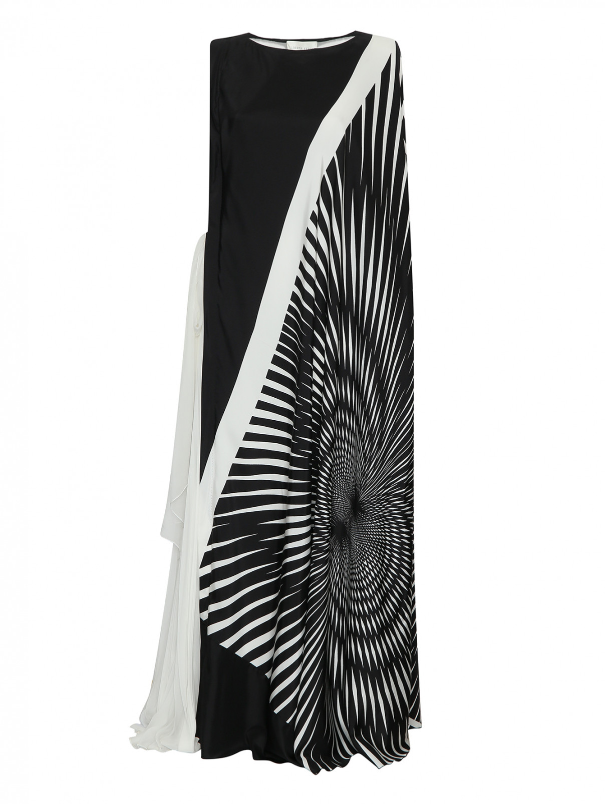 Платье шелковое в полоску Alberta Ferretti  –  Общий вид  – Цвет:  Черный