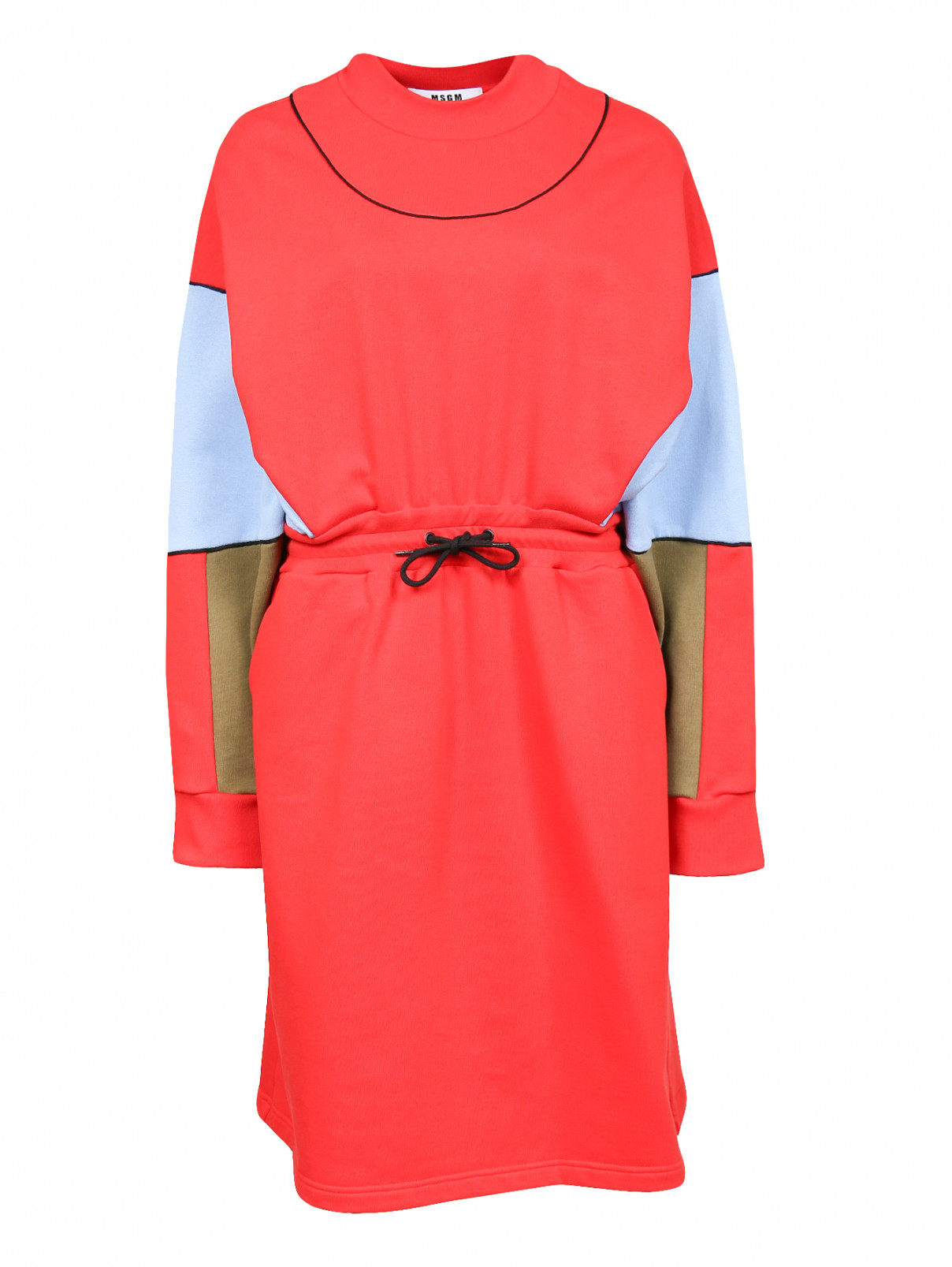 Платье из хлопка свободного кроя с контрастной отделкой MSGM  –  Общий вид  – Цвет:  Мультиколор