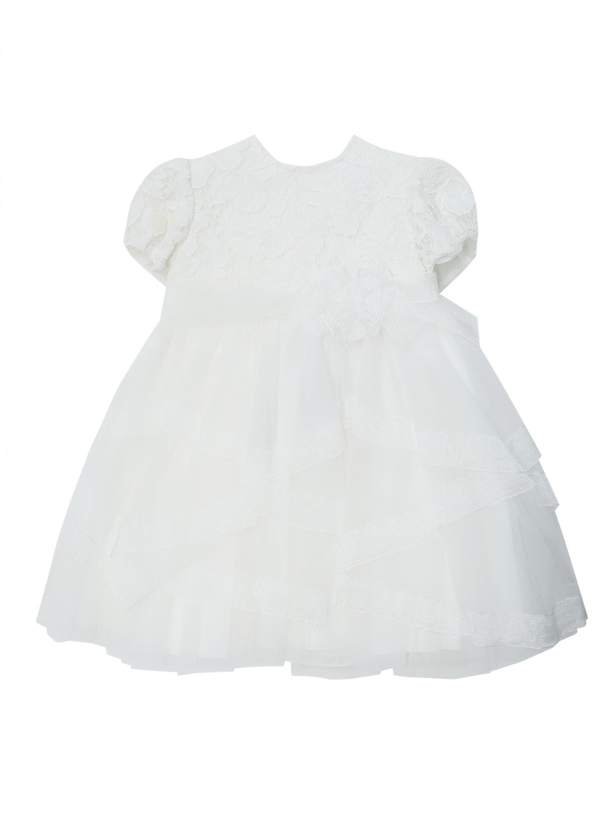 Кружевное платье с пышной юбкой Aletta  –  Общий вид  – Цвет:  Белый