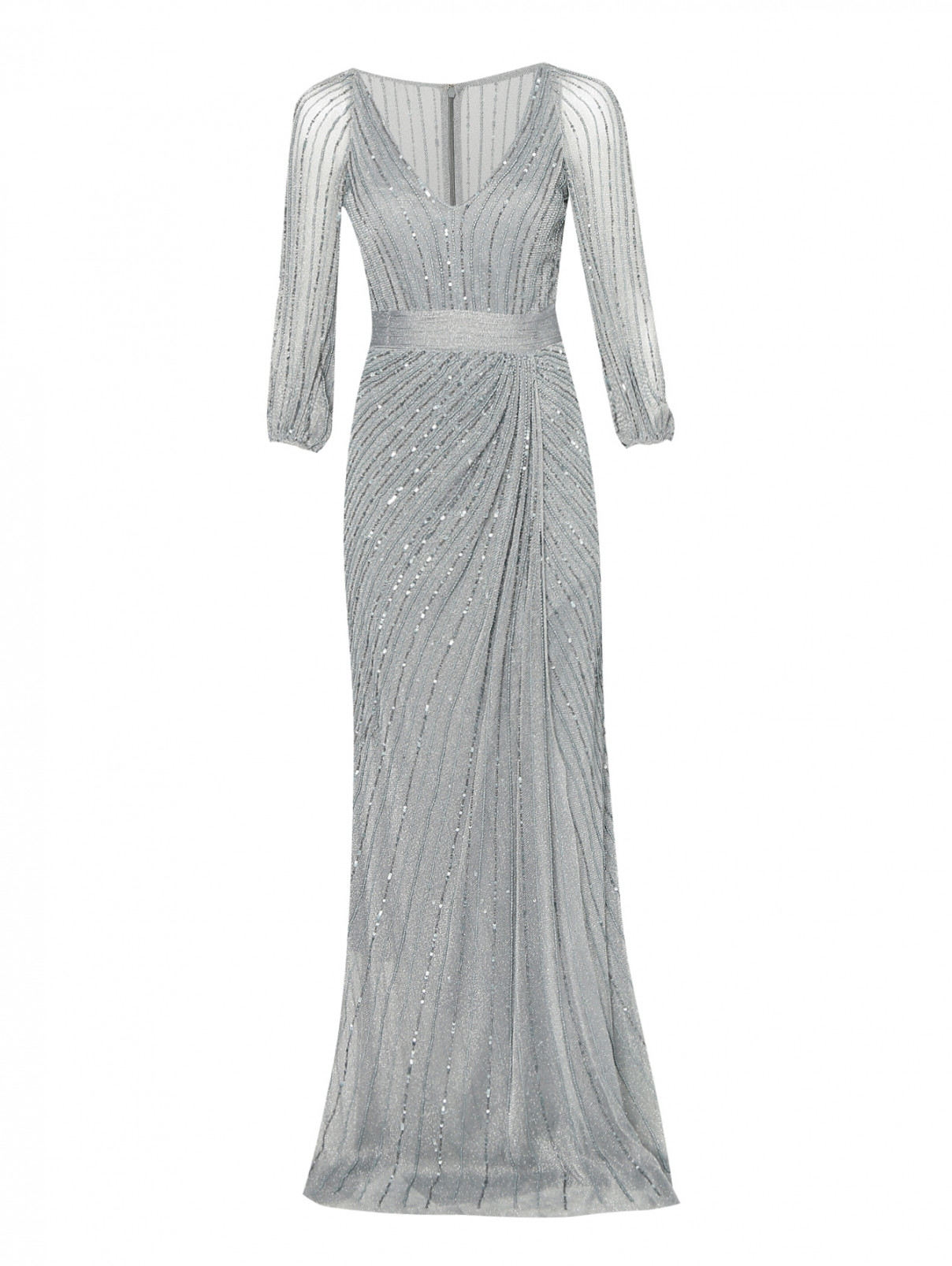 Платье-макси, декорированное паетками и бисером Rosa Clara  –  Общий вид  – Цвет:  Серый