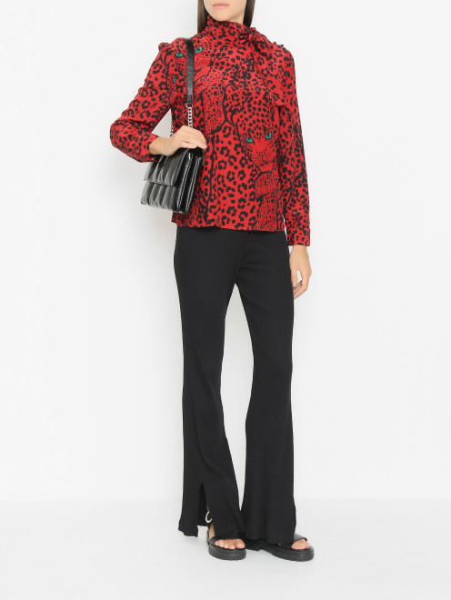 Блуза из шелка с анималистичным узором Red Valentino - МодельОбщийВид