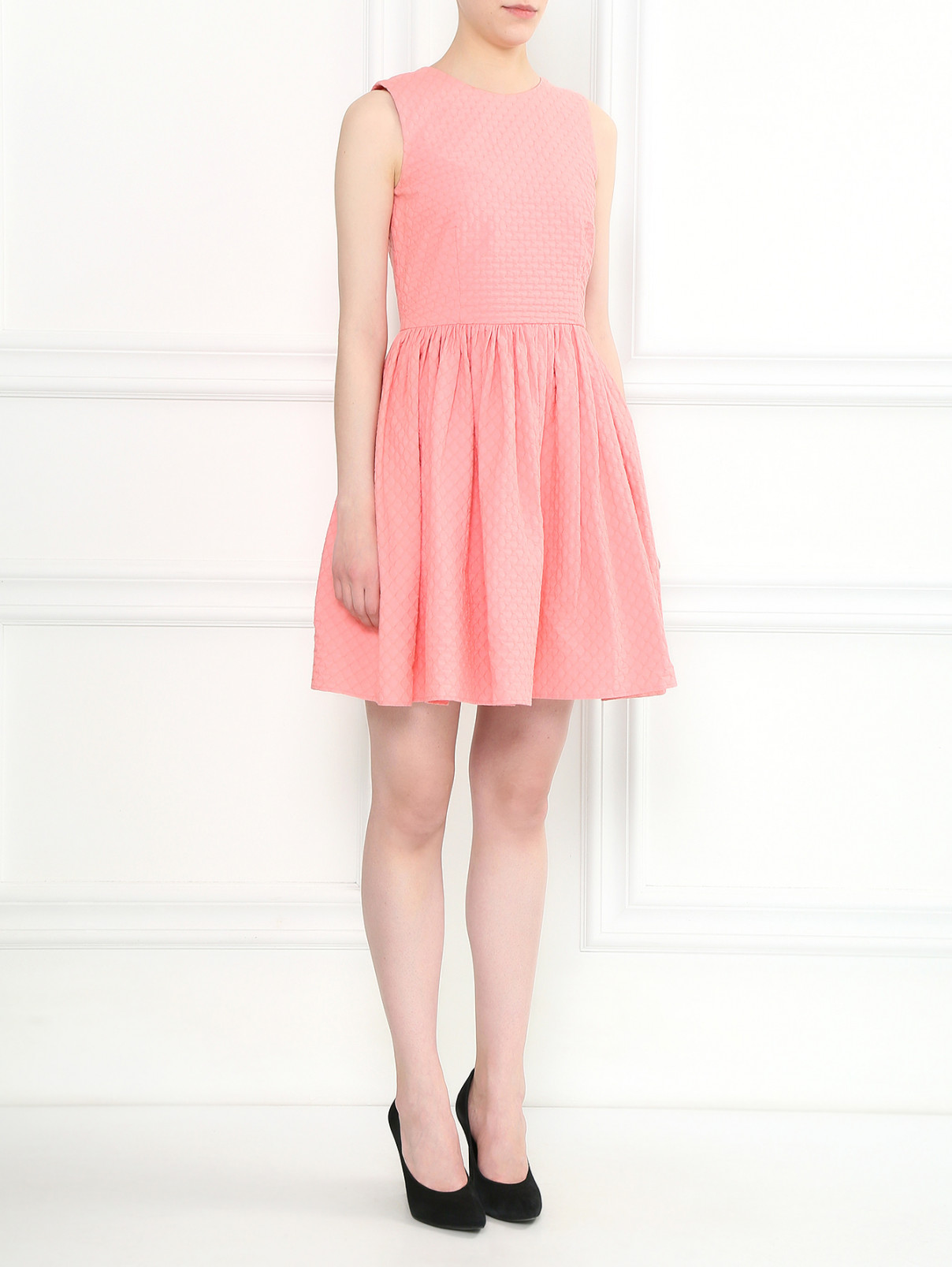 Платье-мини из хлопка Red Valentino  –  Модель Общий вид  – Цвет:  Розовый