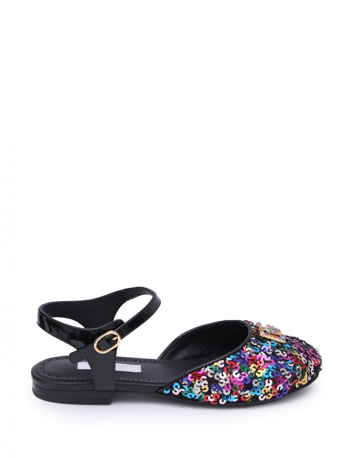 Туфли с пайетками и логотипом Dolce & Gabbana  –  Обтравка1  – Цвет:  Черный