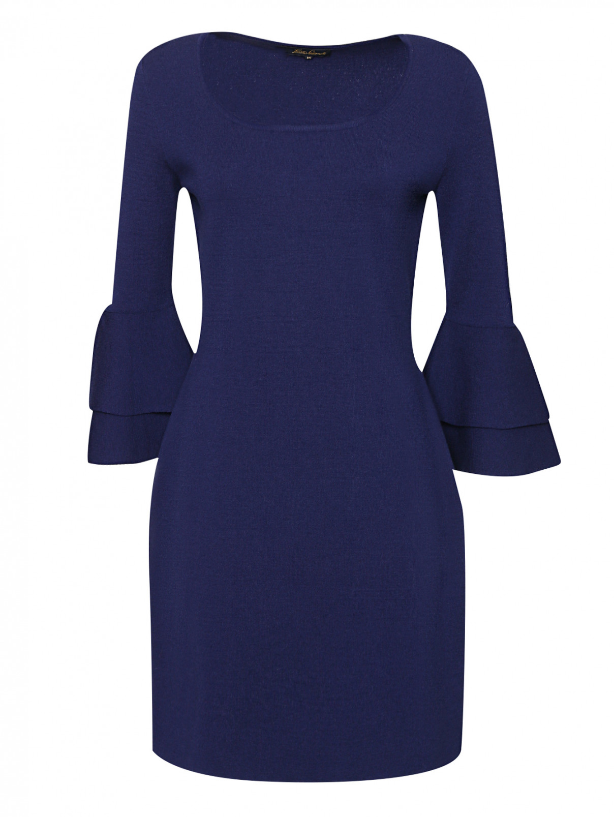 Трикотажное платье из шерсти Luisa Spagnoli  –  Общий вид  – Цвет:  Синий