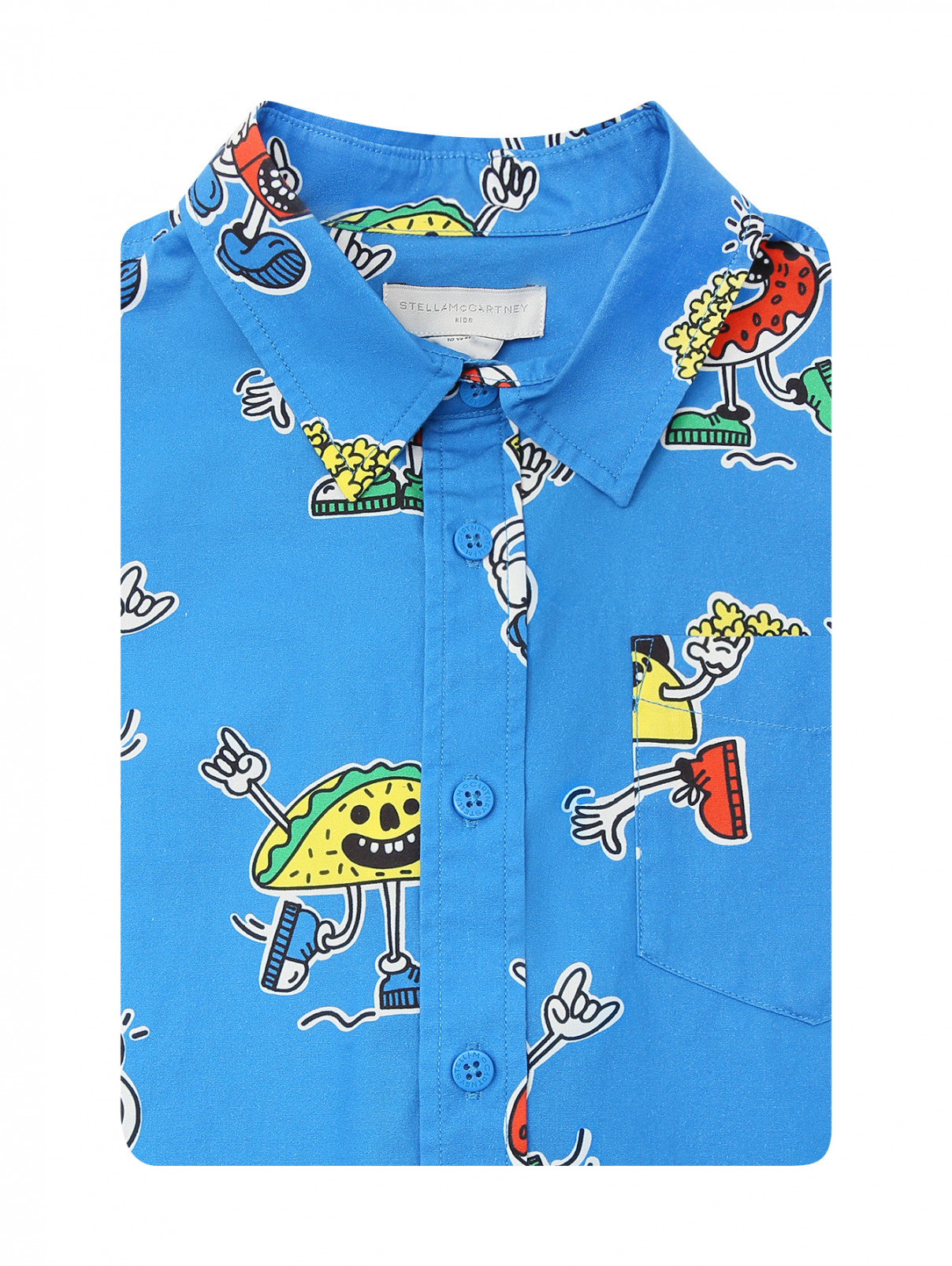 Хлопковая рубашка с узором Stella McCartney kids  –  Общий вид  – Цвет:  Узор