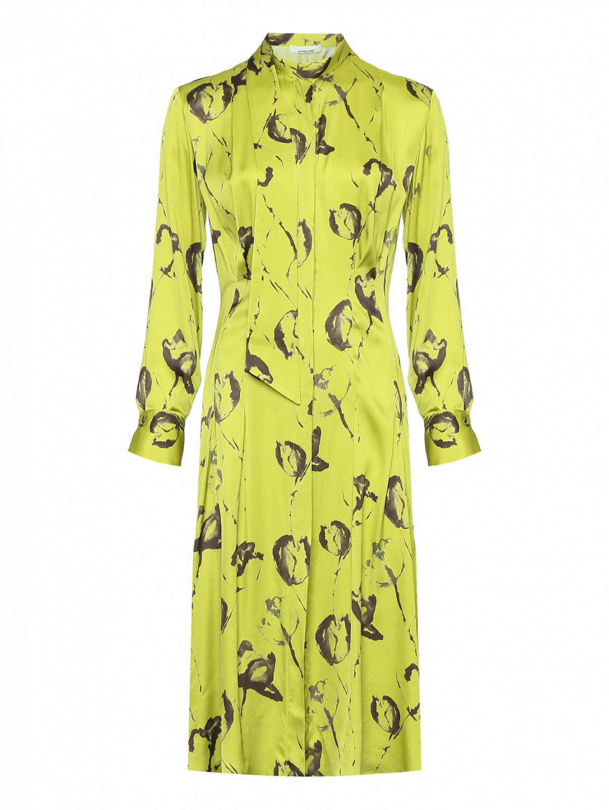 Платье из вискозы с узором Liviana Conti  –  Общий вид  – Цвет:  Зеленый