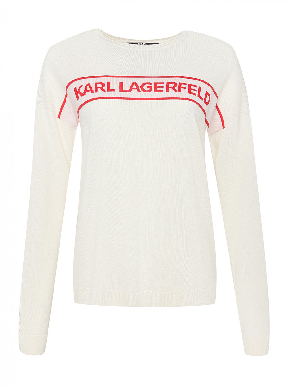 Джемпер из шерсти с надписью Karl Lagerfeld  –  Общий вид  – Цвет:  Белый