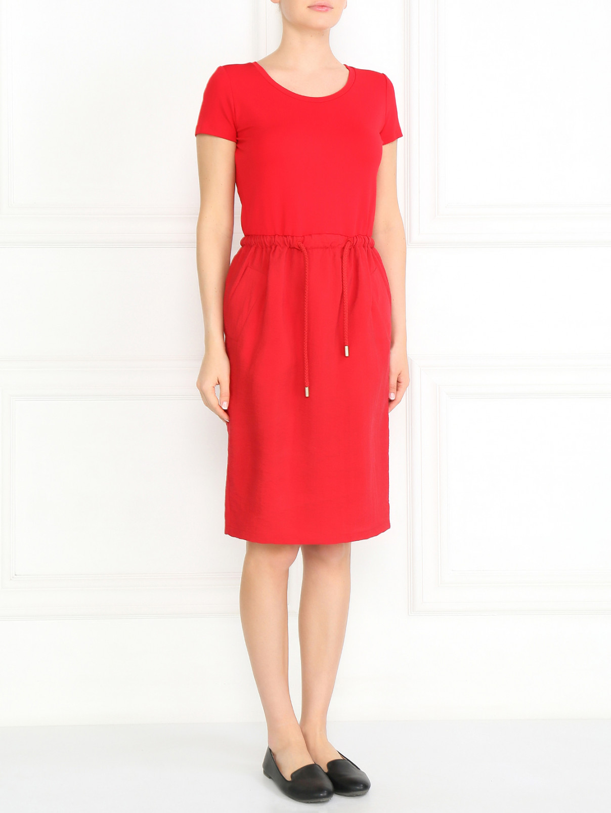 Платье с поясом Max Mara  –  Модель Общий вид  – Цвет:  Красный