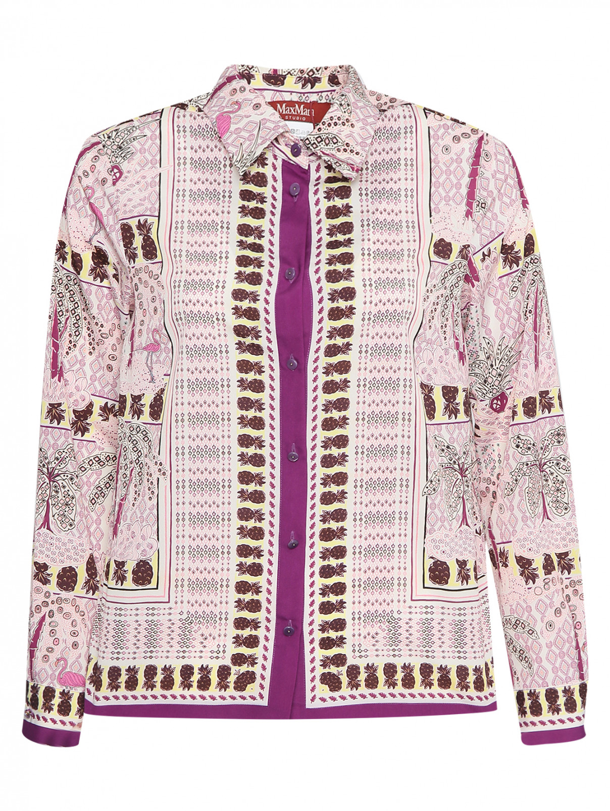 Блуза с узором на пуговицах Max Mara  –  Общий вид  – Цвет:  Мультиколор