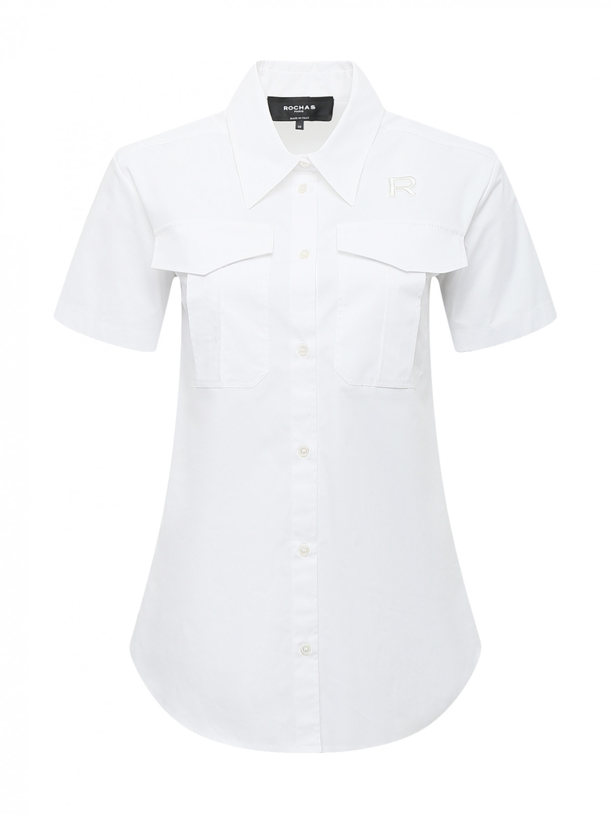 Рубашка из хлопка с накладными карманами Rochas  –  Общий вид  – Цвет:  Белый