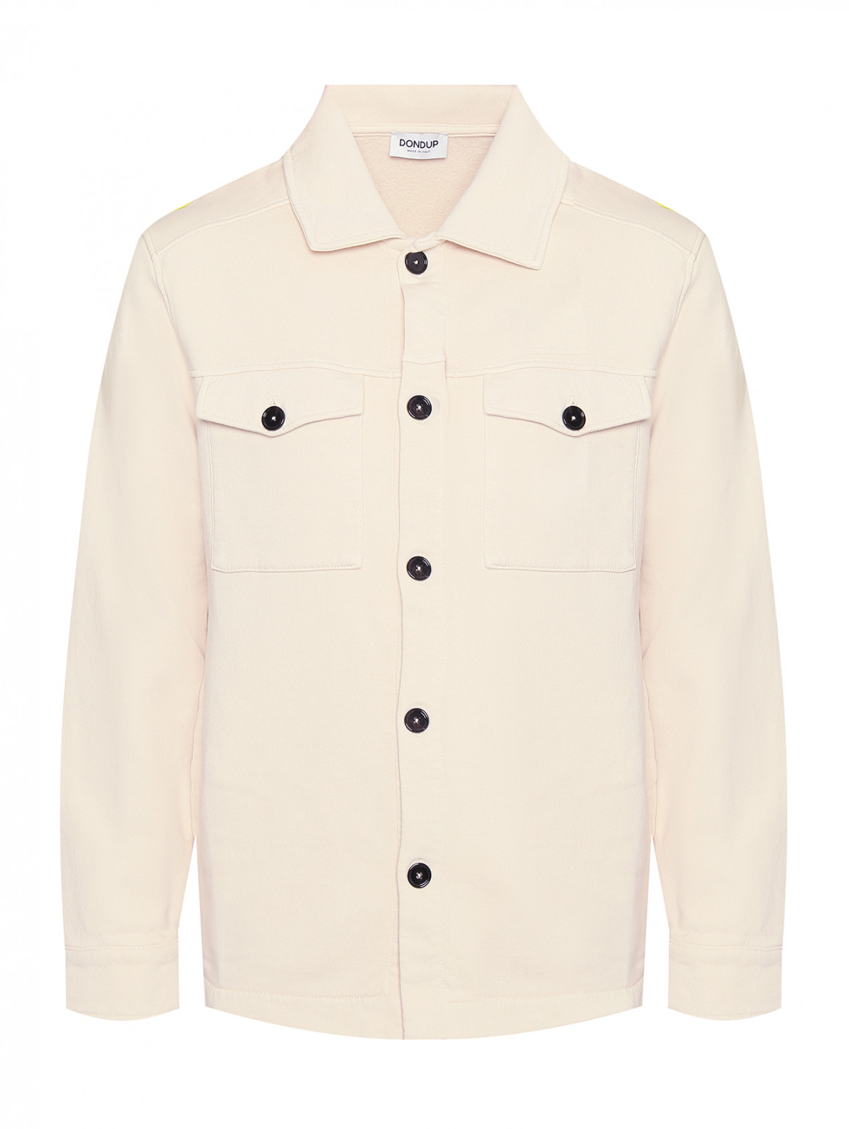 Однотонная куртка из хлопка с карманами Dondup  –  Общий вид  – Цвет:  Бежевый