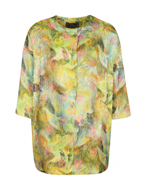 Пальто с цветочным узором и боковыми карманами - Общий вид