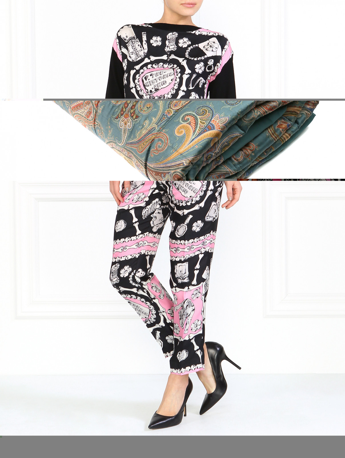 Шелковые брюки с принтом Moschino Cheap&Chic  –  Модель Общий вид  – Цвет:  Узор