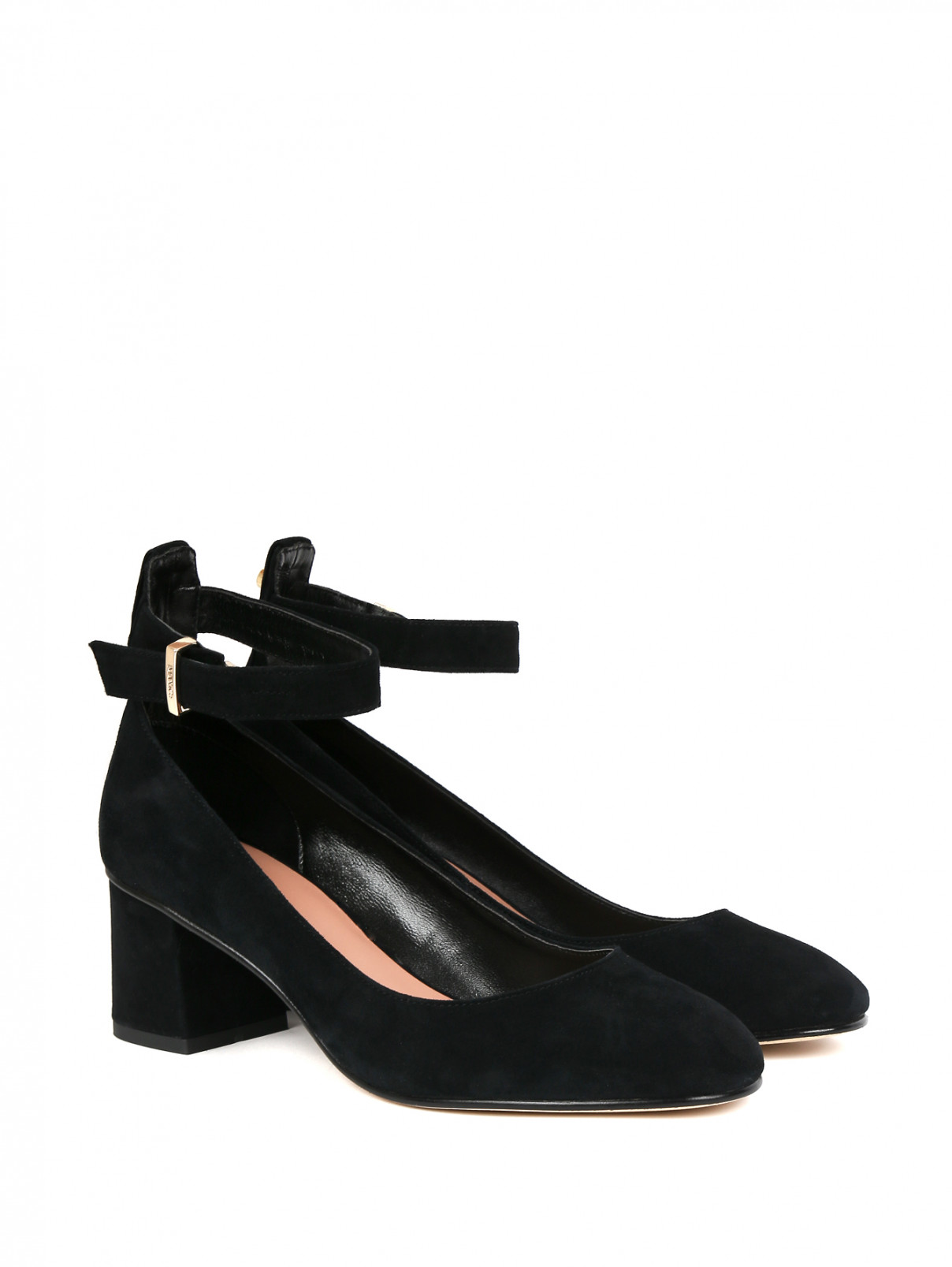 Туфли из замши на устойчивом каблуке Max&Co  –  Общий вид  – Цвет:  Черный