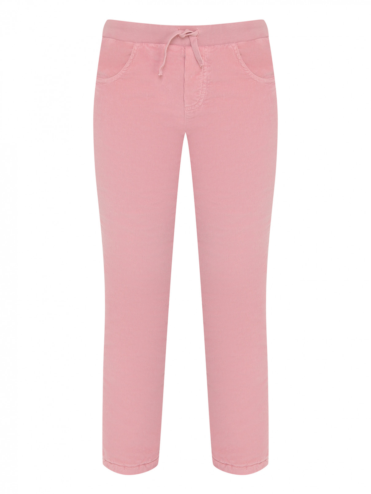 Вельветовые брюки на резинке Il Gufo  –  Общий вид  – Цвет:  Розовый