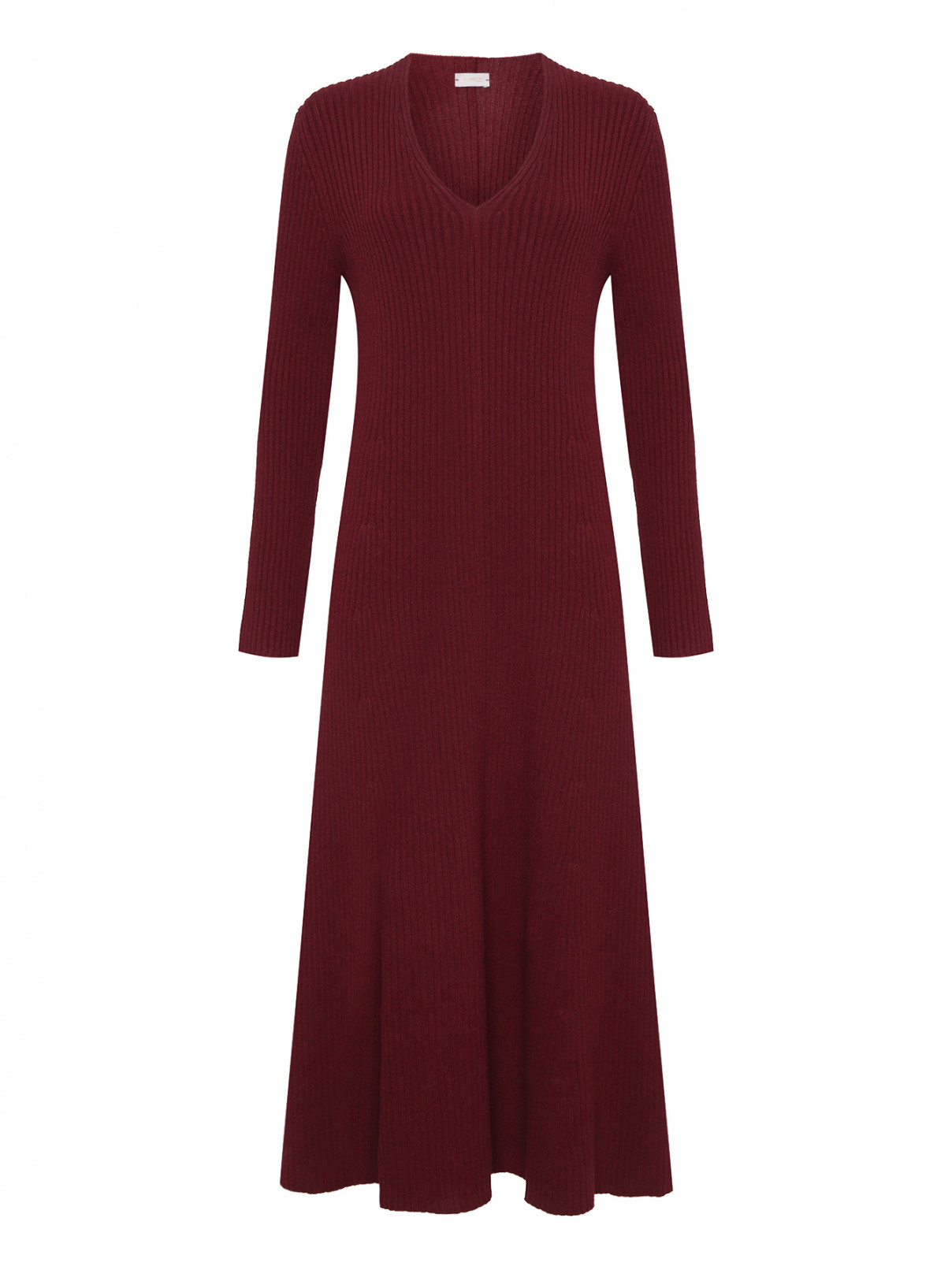 Платье в рубчик из шерсти и кашемира MRZ  –  Общий вид  – Цвет:  Красный