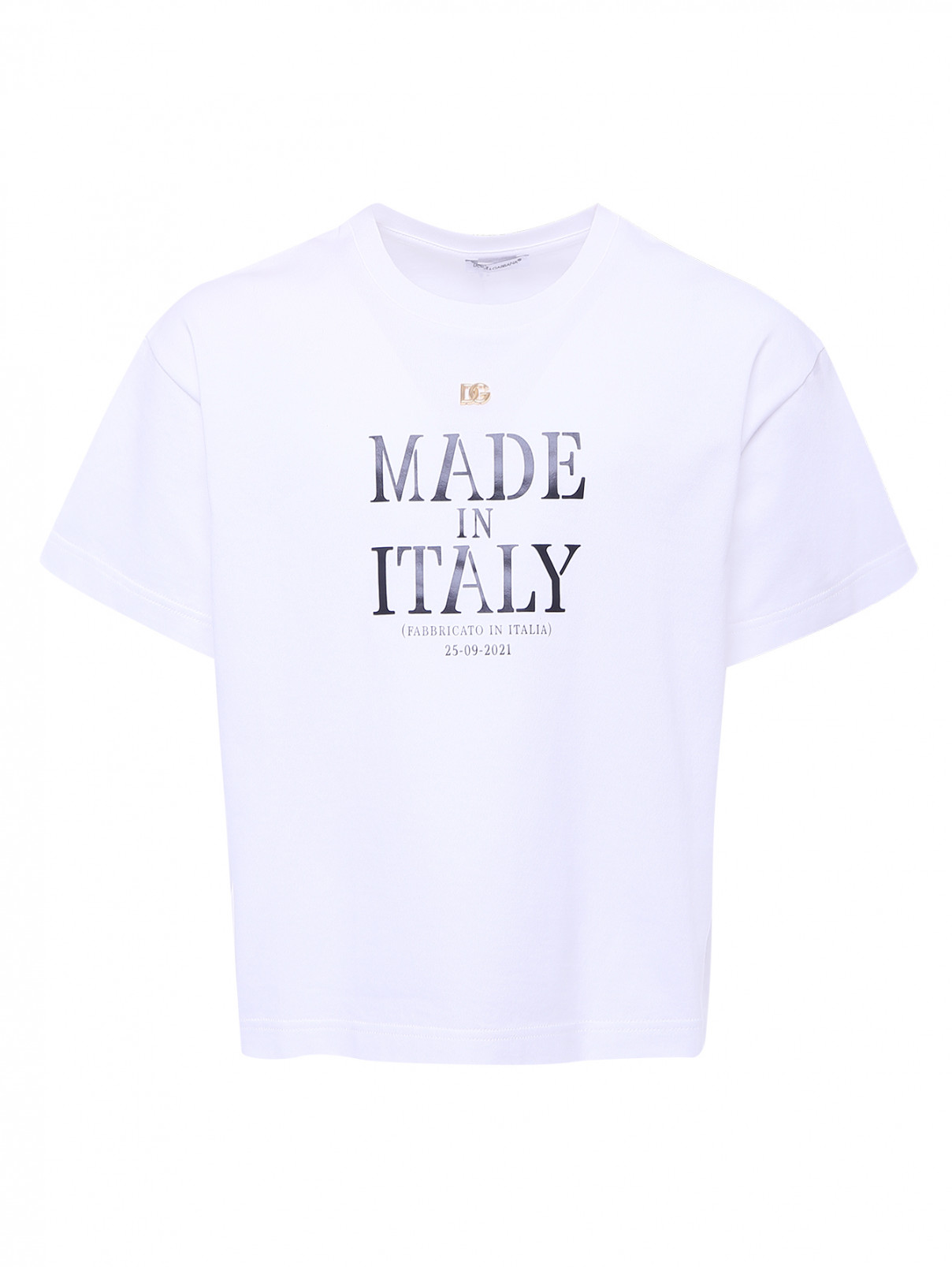 Хлопковая футболка с принтом Dolce & Gabbana  –  Общий вид  – Цвет:  Белый