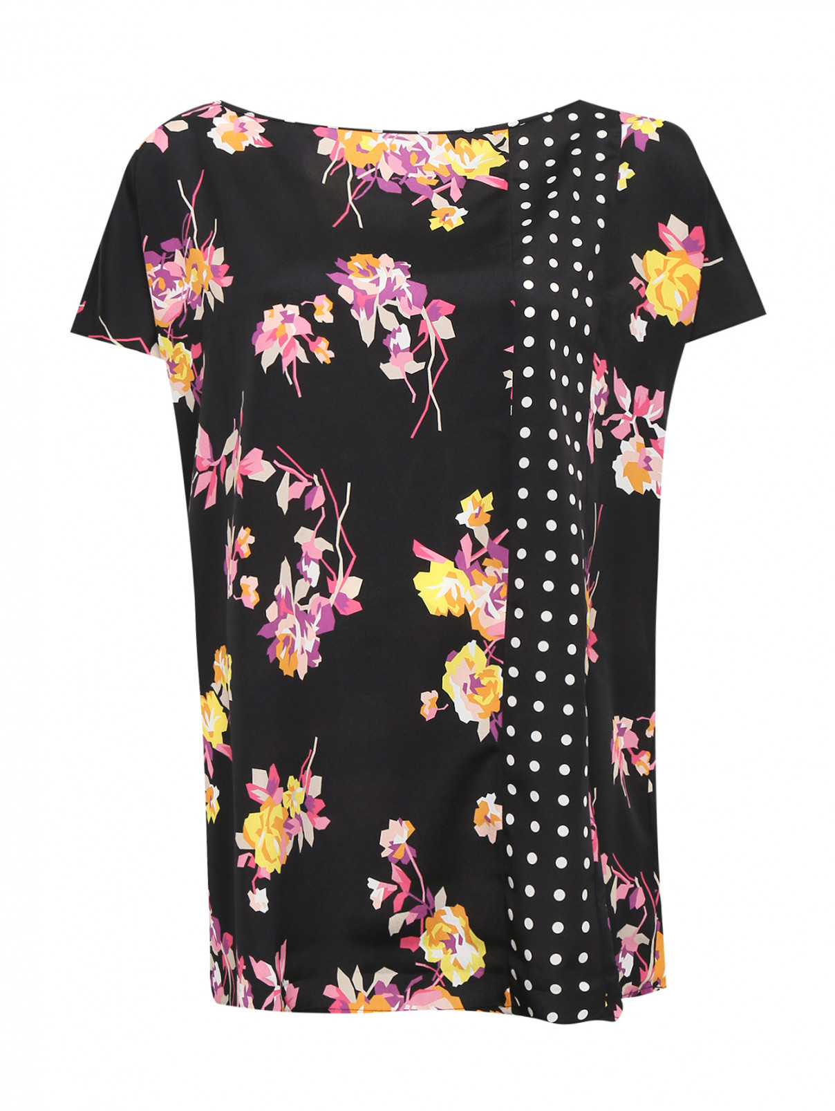 Блуза из ткани с принтом Persona by Marina Rinaldi  –  Общий вид  – Цвет:  Черный