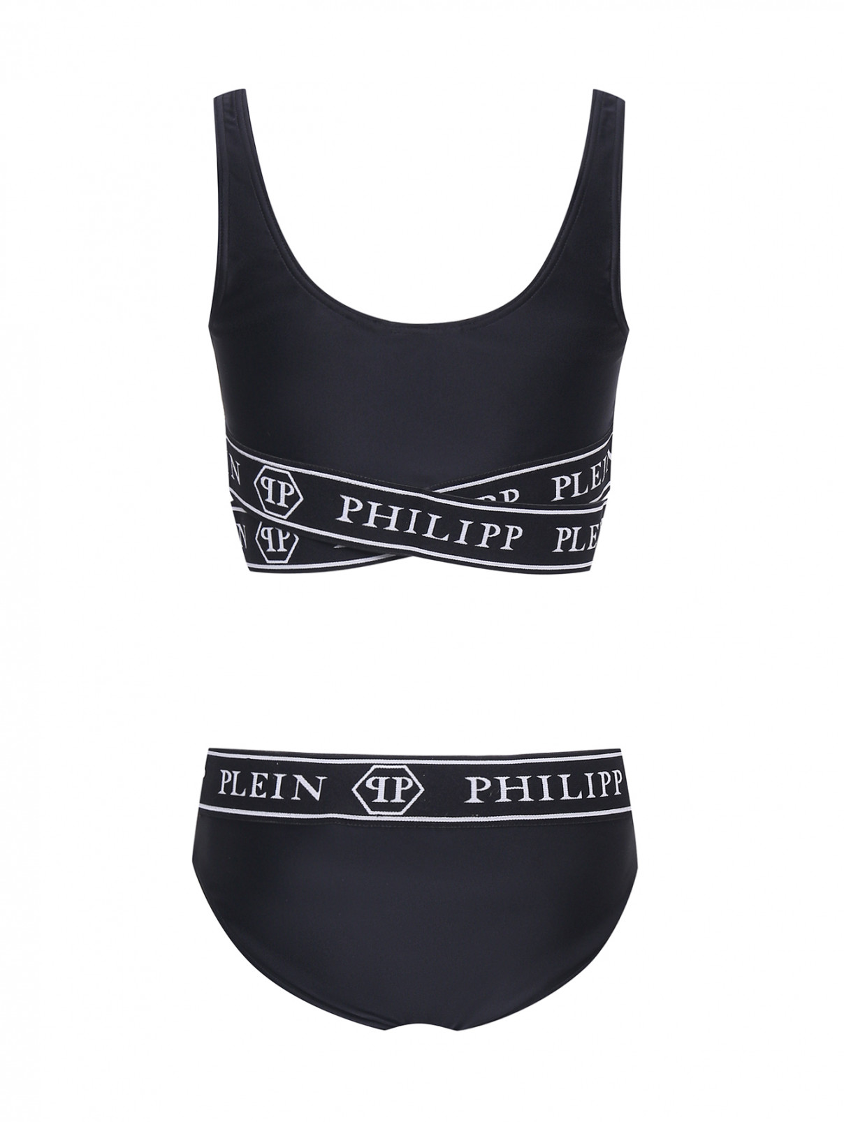 Раздельный купальник с принтом Philipp Plein  –  Обтравка1  – Цвет:  Черный