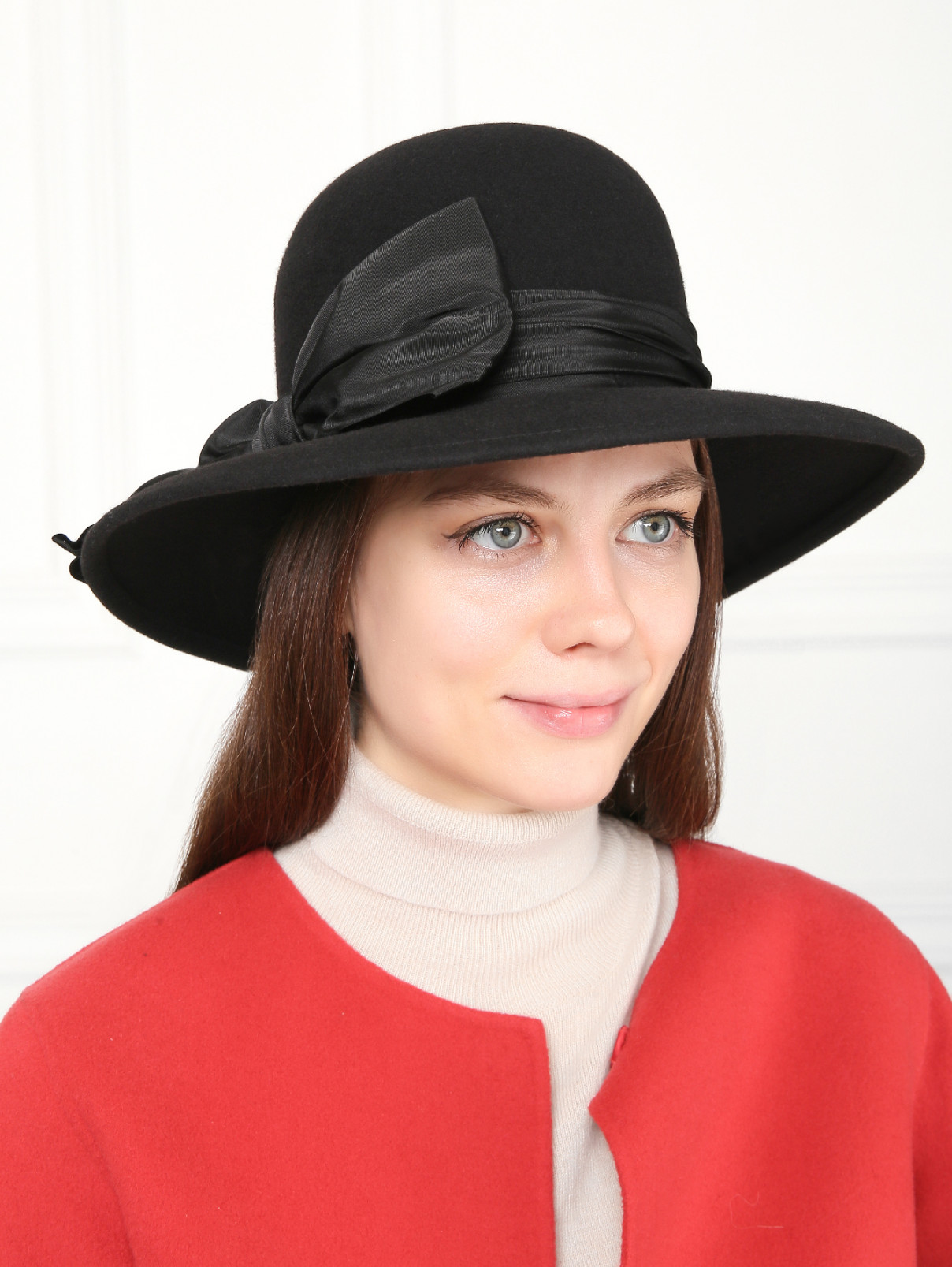 Шляпа из шерсти с  декоративным бантом Eugenia Kim  –  МодельОбщийВид  – Цвет:  Черный