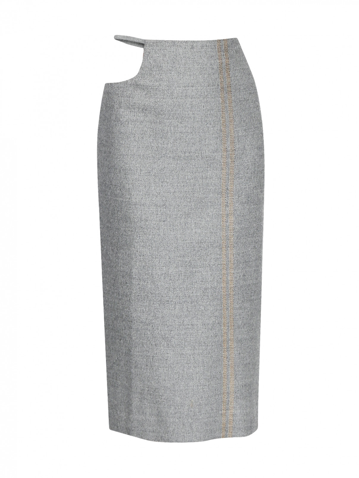 Юбка из шерсти с декоративным вырезом Maison Margiela  –  Общий вид  – Цвет:  Серый