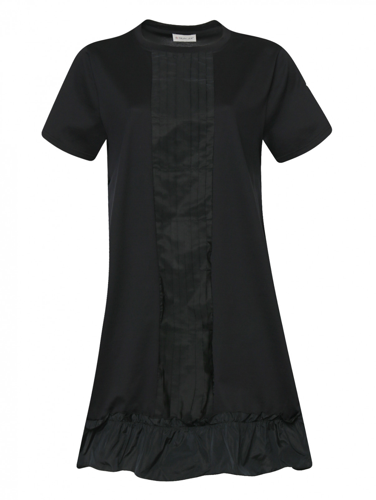 Платье свободного кроя с короткими рукавами Moncler  –  Общий вид  – Цвет:  Черный