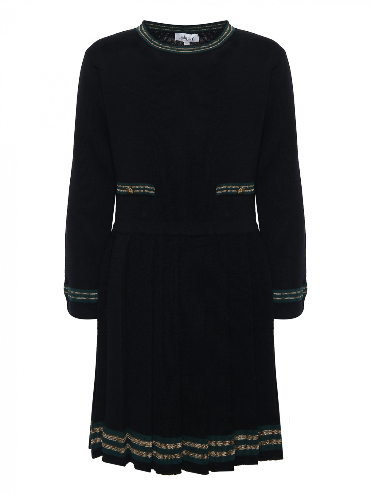 Платье из шерсти с декоративной отделкой Aletta Couture  –  Общий вид  – Цвет:  Синий