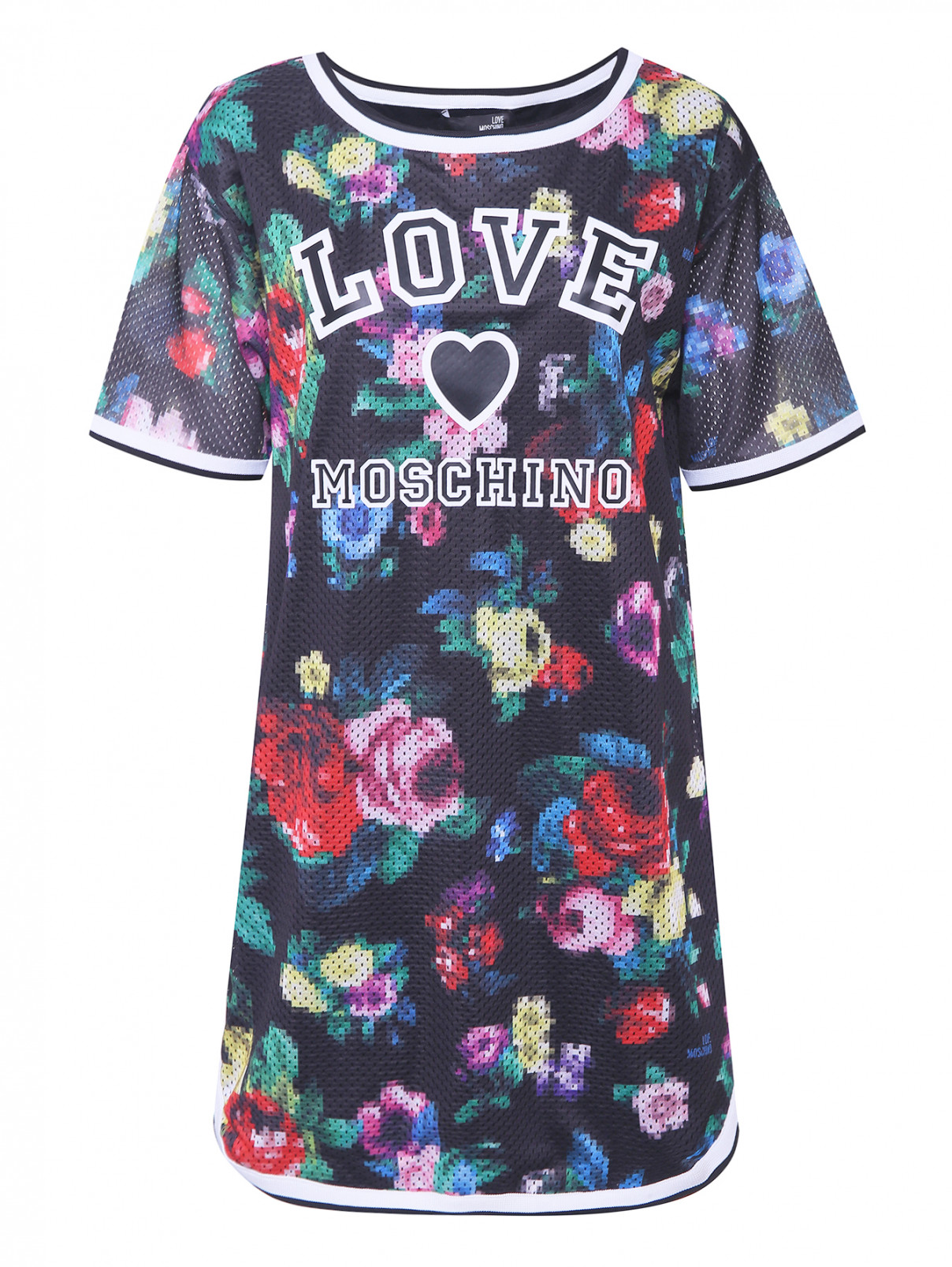 Платье-футболка с принтом Love Moschino  –  Общий вид  – Цвет:  Узор