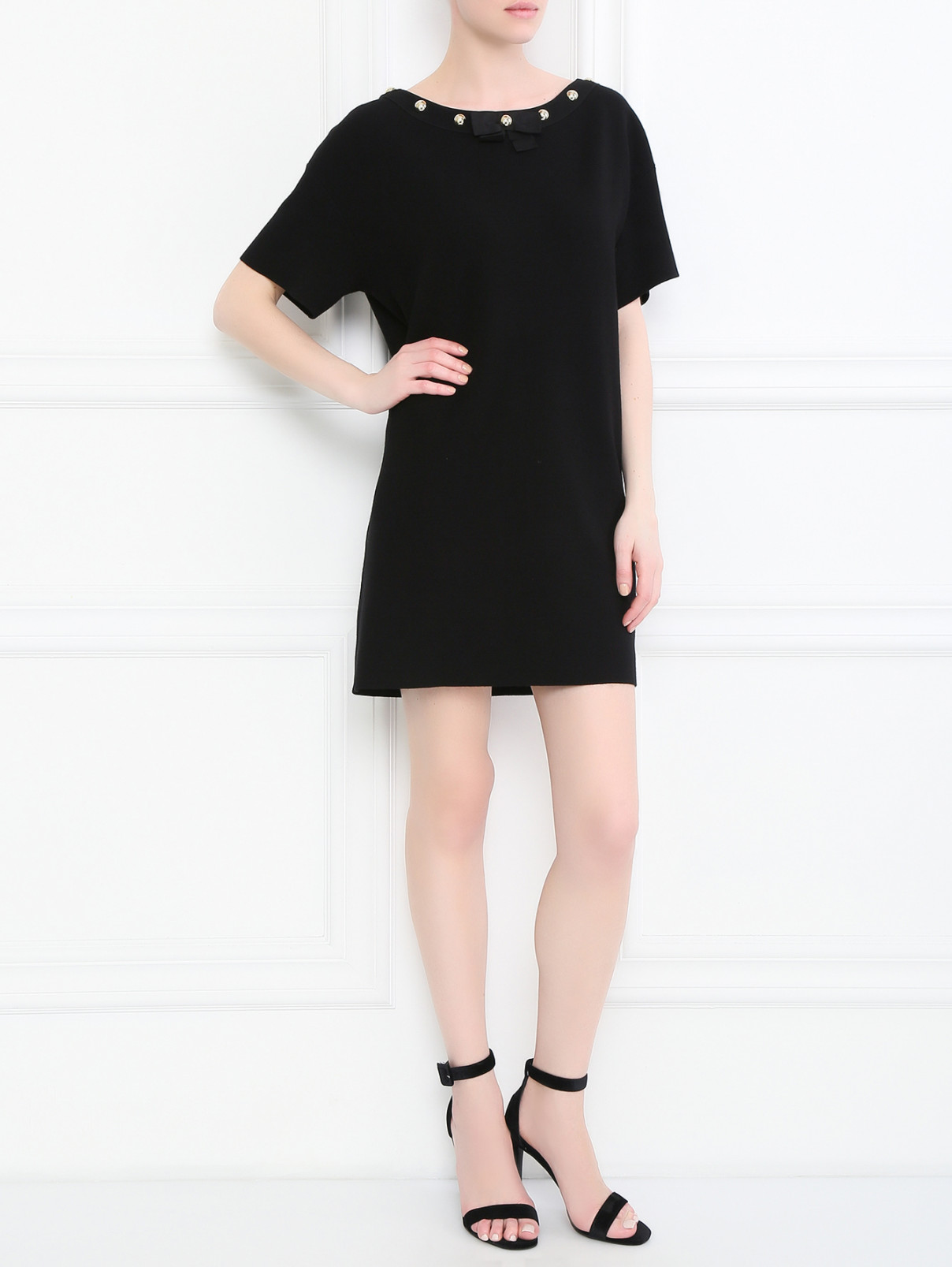 Платье-мини с короткими рукавами Moschino Boutique  –  Модель Общий вид  – Цвет:  Черный